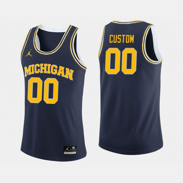 Men Michigan Wolverines #00 Custom Navy Jordan Brand NCAA Basketball Jersey